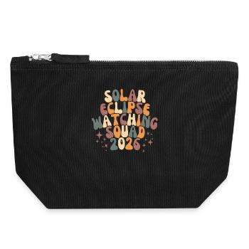 Total Solar Eclipse Iceland 2026 Reykjavik Vintage - Canvas Zip Pouch 18 x 19 cm - black - Front