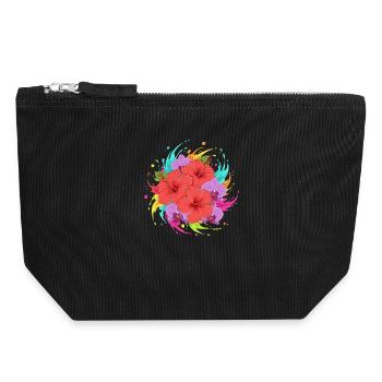 Hibiscus color explosion - Canvas Zip Pouch 18 x 19 cm - black - Front