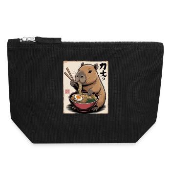Capybara Ramen Feast - Canvas Zip Pouch 18 x 19 cm - black - Front