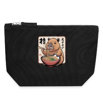 Ramen Capybara Feast - Canvas Zip Pouch 18 x 19 cm - black - Front