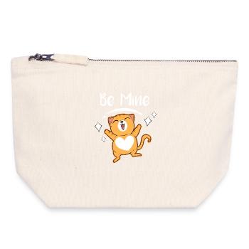 Be Mine Katzenfreude Herz Kätzchen Liebe  - Canvas Reißverschluss-Täschchen (18 x 19 cm) - Naturweiß - Vorne