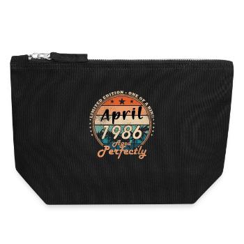 Année anniversaire avril 1986 - Pochette zippée en toile 18 x 19 cm - noir - Devant