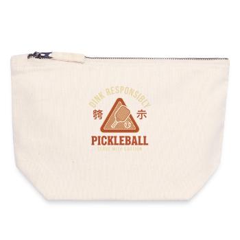 Joueur drôle de pickleball Dink Prudent - Pochette zippée en toile 18 x 19 cm - blanc naturel - Devant