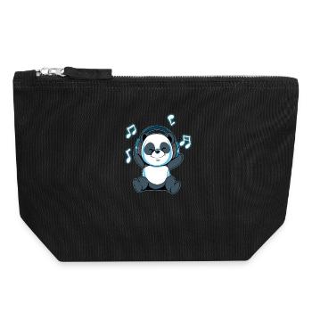 Music Panda with Headphones: Cute Music Motif - Canvas Zip Pouch 18 x 19 cm - black - Front