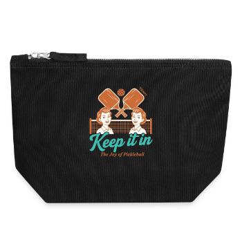 Joueur de pickleball drôle de raquettes Gardez la joie de - Pochette zippée en toile 18 x 19 cm - noir - Devant