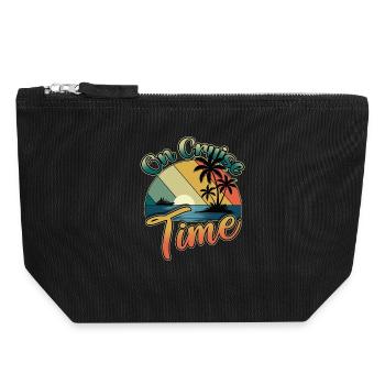 Voyage de vacances en famille Croisière pendant la croisière - Pochette zippée en toile 18 x 19 cm - noir - Devant