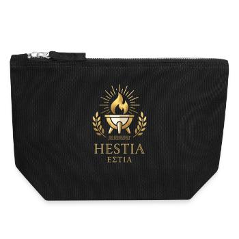 Hestia Flammenemblem mit Lorbeer - Canvas Reißverschluss-Täschchen (18 x 19 cm) - Schwarz - Vorne
