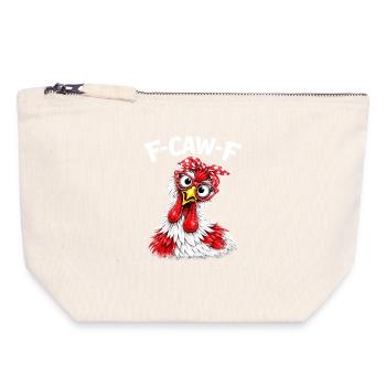 F-Caw-F poulet Humour adulte Coq drôle Fcawf - Pochette zippée en toile 18 x 19 cm - blanc naturel - Devant