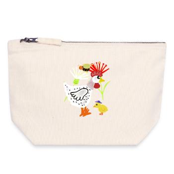 Fleurs de poulet poussin Poulet Retro Kids - Pochette zippée en toile 18 x 19 cm - blanc naturel - Devant