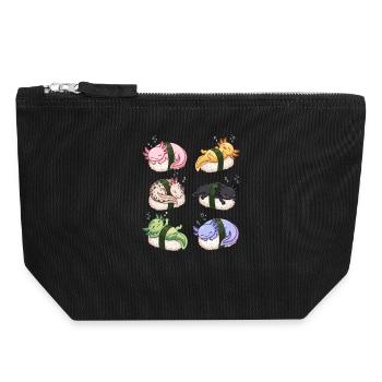 Kawaii Axolotls Sushi Nigiri Cute Anime Animals - Canvas Zip Pouch 18 x 19 cm - black - Front
