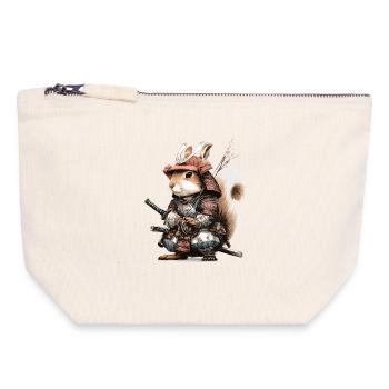 Samouraï Écureuil en armure - Pochette zippée en toile 18 x 19 cm - blanc naturel - Devant