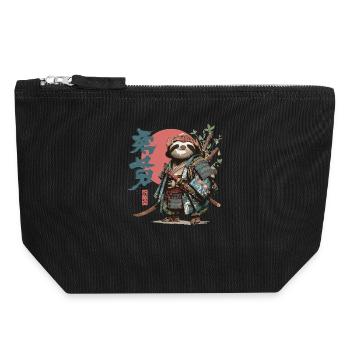 Samurai Sloth Warrior - Canvas Zip Pouch 18 x 19 cm - black - Front