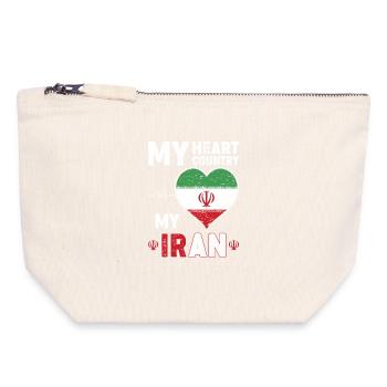 Herz Für Iran Flaggenherz - Canvas Reißverschluss-Täschchen (18 x 19 cm) - Naturweiß - Vorne