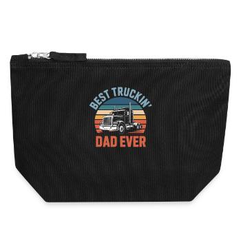 Best Truckin' Dad Ever Vatertag LKW - Canvas Reißverschluss-Täschchen (18 x 19 cm) - Schwarz - Vorne