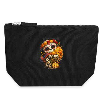 Dia De Los Muertos - Canvas Reißverschluss-Täschchen (18 x 19 cm) - Schwarz - Vorne