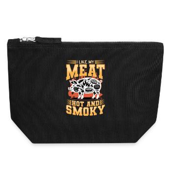 BBQ Grilling Meat Smoking Barbecue - Canvas Zip Pouch 18 x 19 cm - black - Front