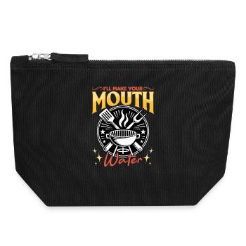 BBQ Grilling Meat Smoking Barbecue - Canvas Zip Pouch 18 x 19 cm - black - Front