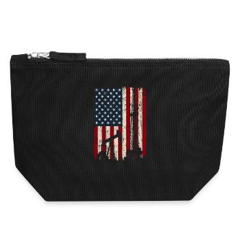 Patriotisches Ölfeld US-Flagge Roughneck - Canvas Reißverschluss-Täschchen (18 x 19 cm) - Schwarz - Vorne