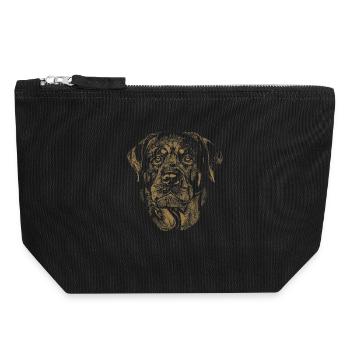Rottweiler Dog Vintage Portrait Rétro pour Rottie - Pochette zippée en toile 18 x 19 cm - noir - Devant