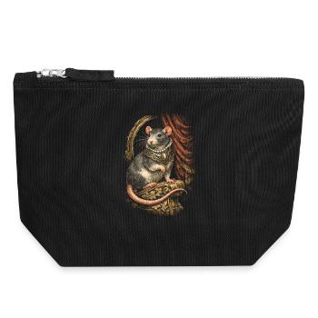 Rat de couleur Rat fantaisie Rat de la grande souris Rat domestique - Pochette zippée en toile 18 x 19 cm - noir - Devant