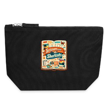 Ciseaux au lieu de raccourcis | Scrapbooking - Pochette zippée en toile 18 x 19 cm - noir - Devant