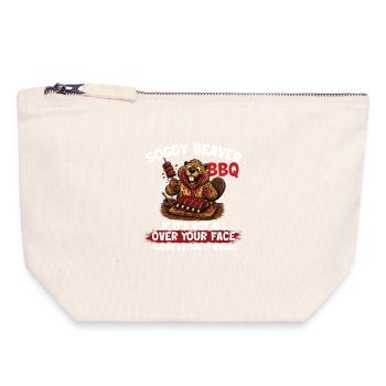 Castor détrempé BBQ Maître de la fosse drôle - Pochette zippée en toile 18 x 19 cm - blanc naturel - Devant