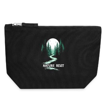 Wander Slowly Slow Hiking Forest - Canvas Zip Pouch 18 x 19 cm - black - Front