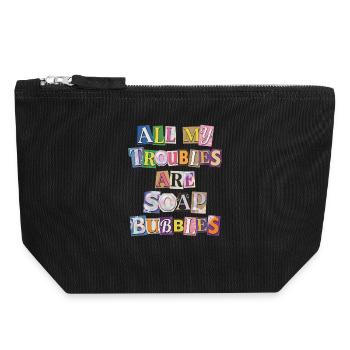 Tous mes soucis sont des bulles de savon - Pochette zippée en toile 18 x 19 cm - noir - Devant