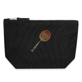 Esquisse de raquette de badminton - Pochette zippée en toile 18 x 19 cm - noir - Devant