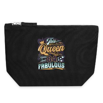 84. Geburtstag Queen - Canvas Reißverschluss-Täschchen (18 x 19 cm) - Schwarz - Vorne