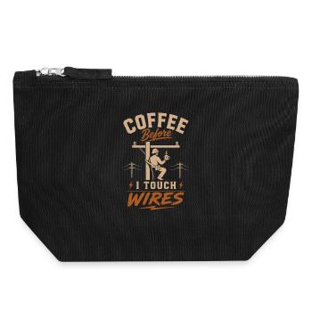 Kaffee Bevor Ich Kabel Anfasse - Canvas Reißverschluss-Täschchen (18 x 19 cm) - Schwarz - Vorne