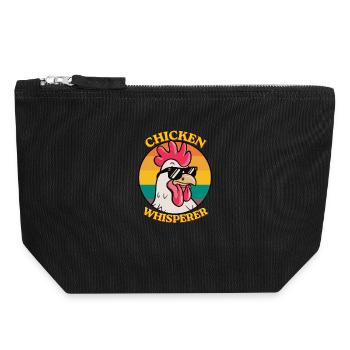 Chuchoteur de poulets Ferme drôle d’amoureux de poulets - Pochette zippée en toile 18 x 19 cm - noir - Devant