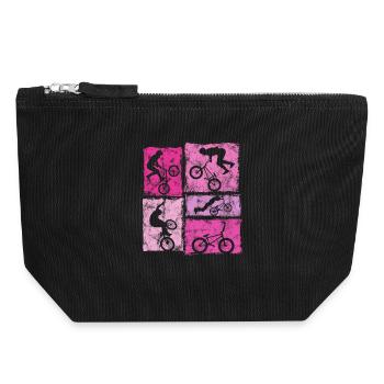 Cascades de BMX à vélo dans un style rétro pour femmes et filles - Pochette zippée en toile 18 x 19 cm - noir - Devant