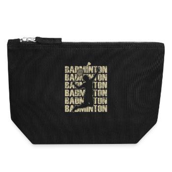 Badmintonspieler Im Retro-Stil - Canvas Reißverschluss-Täschchen (18 x 19 cm) - Schwarz - Vorne