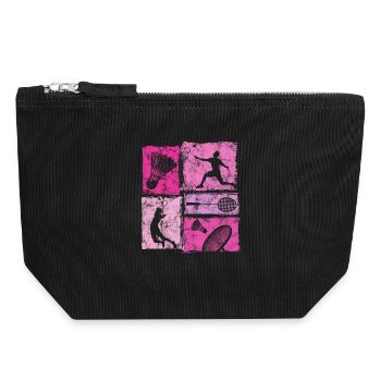 Badminton moves in vintage look with badminton - Canvas Zip Pouch 18 x 19 cm - black - Front