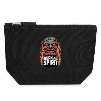 Masque tribal Tiki Fire Spirit Burning - Pochette zippée en toile 18 x 19 cm - noir - Devant