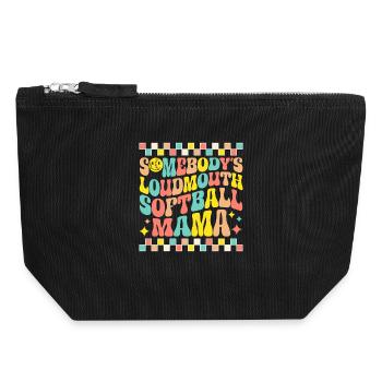 Maman de softball dans un style rétro - Pochette zippée en toile 18 x 19 cm - noir - Devant