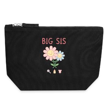 Geschlechterenthüllung: Big Sis Big Sister Babyparty-Team - Canvas Reißverschluss-Täschchen (18 x 19 cm) - Schwarz - Vorne
