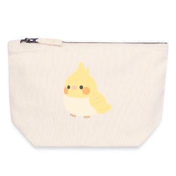 calopsitte - Pochette zippée en toile 18 x 19 cm - blanc naturel - Devant