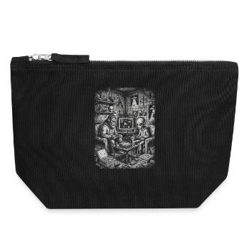 Aliens beim Retro-Gaming Bigfoot Gamer - Canvas Reißverschluss-Täschchen (18 x 19 cm) - Schwarz - Vorne