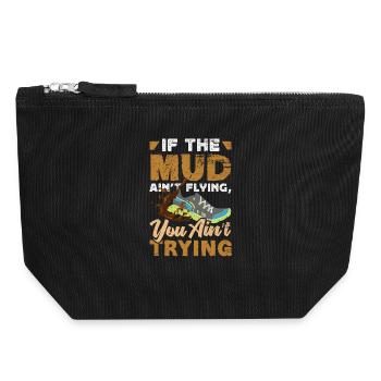 Girl on muddy obstacle course - Canvas Zip Pouch 18 x 19 cm - black - Front