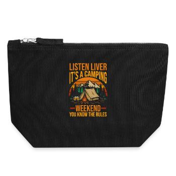 Camping Bonfire Camp Life Forest Camper - Canvas Zip Pouch 18 x 19 cm - black - Front