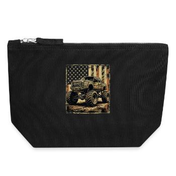 Monster Truck im US-Camo-Stil - Canvas Reißverschluss-Täschchen (18 x 19 cm) - Schwarz - Vorne