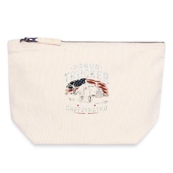 Camions, transport, café, chauffeur - Pochette zippée en toile 18 x 19 cm - blanc naturel - Devant
