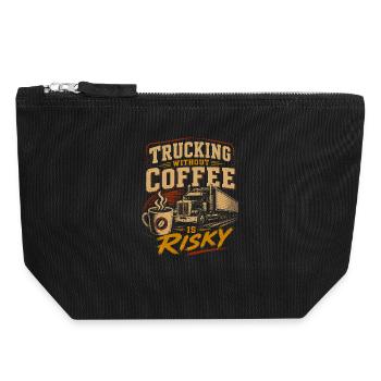 Transports de camions Logistique - Pochette zippée en toile 18 x 19 cm - noir - Devant