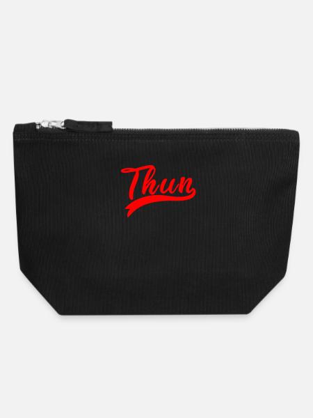 Thun Script Rot Logo - Canvas Reißverschluss-Täschchen (18 x 19 cm) - Schwarz