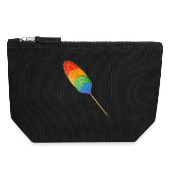 Staubwedel in knallbunten Regenbogenfarben - Canvas Reißverschluss-Täschchen (18 x 19 cm) - Schwarz - Vorne