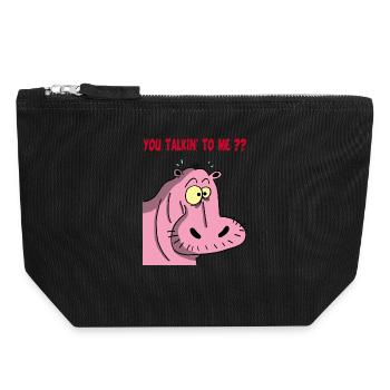 Pink hippopotamus - Canvas Zip Pouch 18 x 19 cm - black - Front