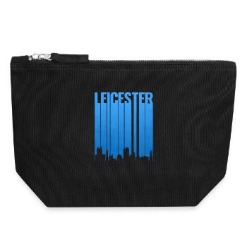 Leicester Skyline Blue Gradient - Canvas Zip Pouch 18 x 19 cm - black - Front