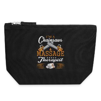Kettensägen Massage - Canvas Reißverschluss-Täschchen (18 x 19 cm) - Schwarz - Vorne